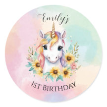 Cute Unicorn Sunflowers 1er anniversaire