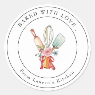 Sticker Rond Cute ustensiles de cuisine Boulangerie