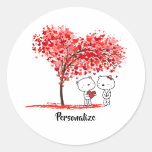 Sticker Rond Cute Valentine Aquarelle Artsy Personnaliser