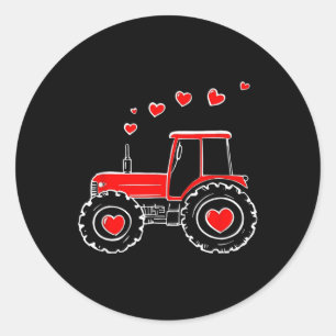 Sticker Rond Cute Valentine Tracteur Camion Baby Toddler Farm