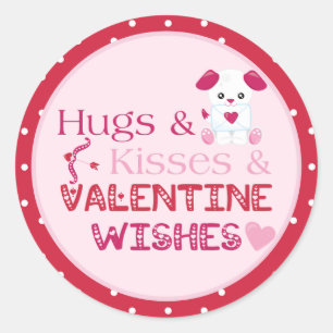 Sticker Rond Cute Valentine veut chiot serres baisers