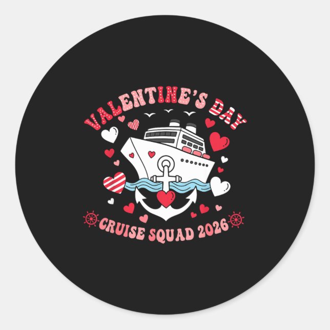 Sticker Rond Cute Valentines Day Cruise 2026 Matching Cruise Fo (Devant)