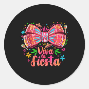 Sticker Rond Cute Viva La Fiesta Coquette Bow Cinco De Mayo Mex