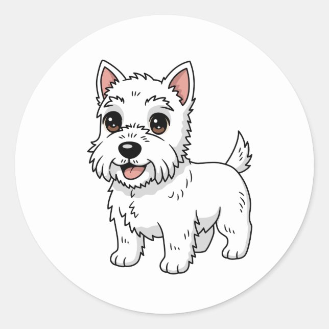 Sticker Rond Cute West Highland White Terrier Dog (Devant)