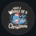 Sticker Rond Cute Whale Père Noël Christmas Ocean Amoureux des<br><div class="desc">Cute Whale Père Noël Noël Océan Amoureux des animaux Vacances</div>