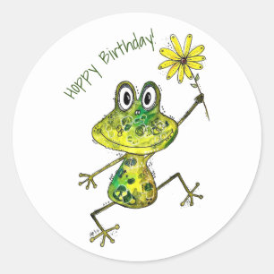 Sticker Rond Cute Whimsical Happy Frog