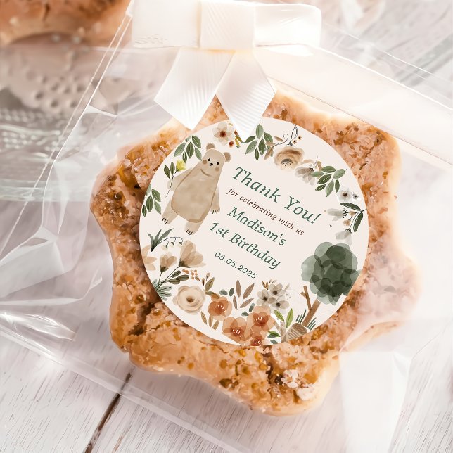 Sticker Rond Cute Woodland Animaux 1er Anniversaire (Créateur téléchargé)