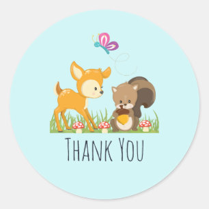 Sticker Rond Cute Woodland Créations Cartoon Merci