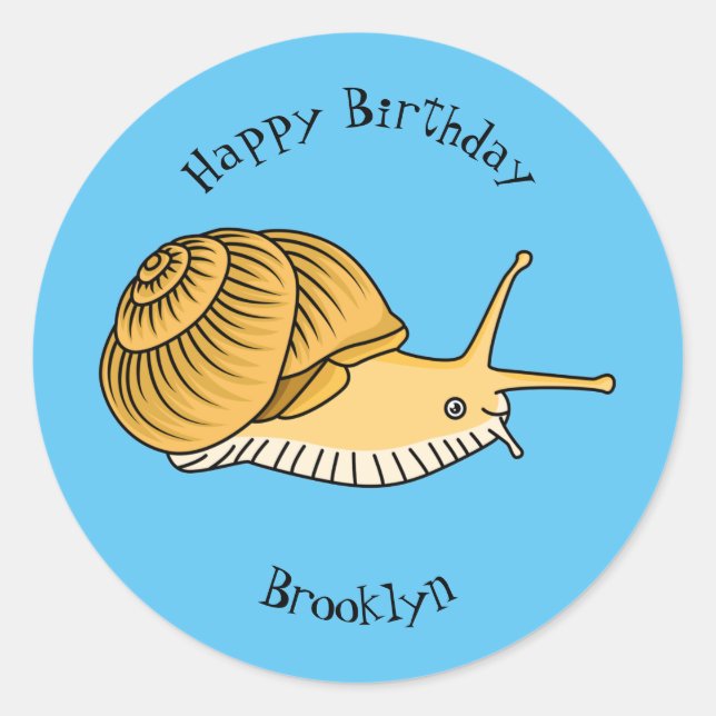 Sticker Rond Cute yellow snail cartoon (Devant)
