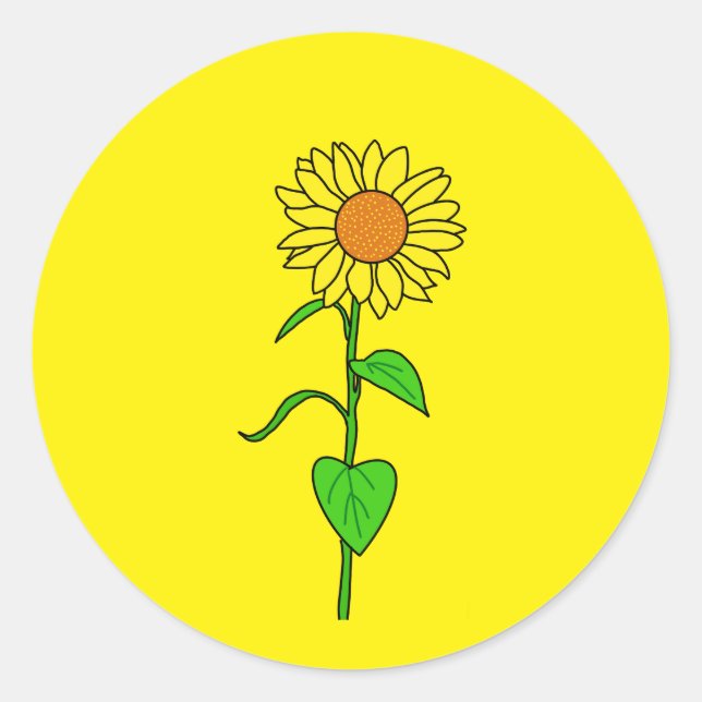 Sticker Rond Cute yellow sunflower for nature lover (Devant)