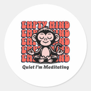 Sticker Rond Cute Yoga Pose Méditation Singe, Méditation Débuta
