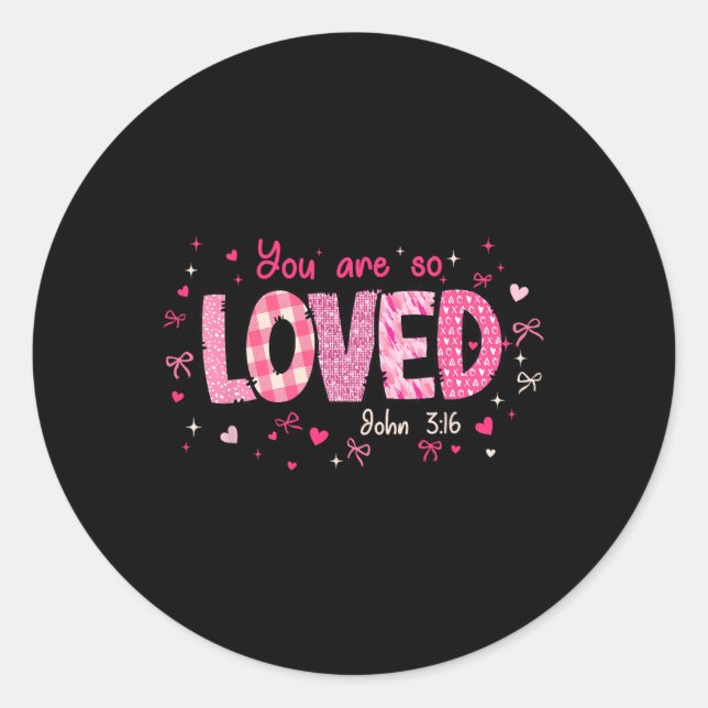 Sticker Rond Cute You Are So Loved John 3-16 Retro Christian Gi (Devant)