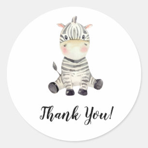 Sticker Rond Cute Zebra Merci animal