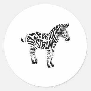 Sticker Rond Cute Zebra Strong Ehlers Danlos Sensibilisation au