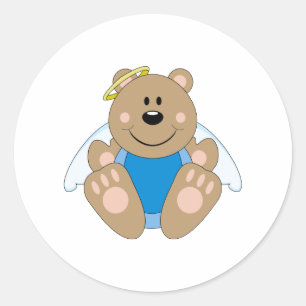 Sticker Rond Cutelyn Bébé Garçon Ours Ange