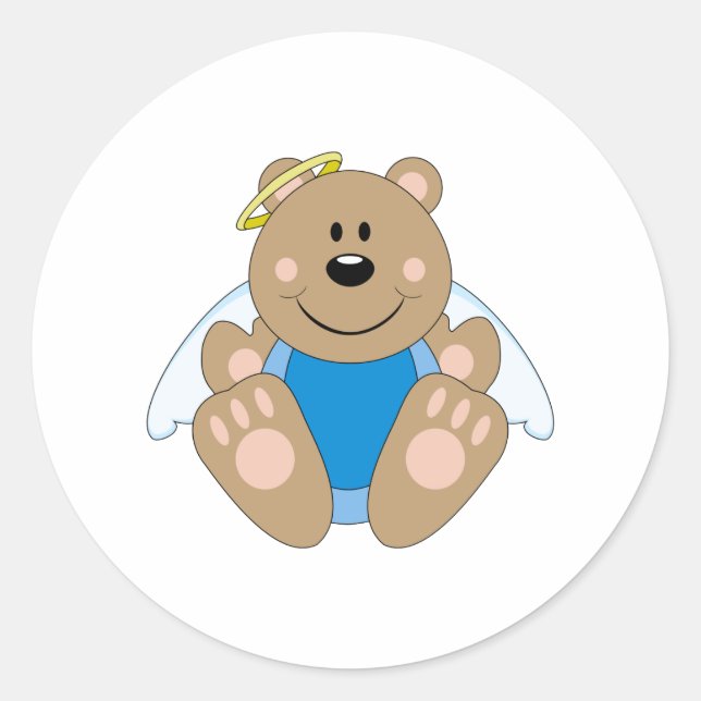 Sticker Rond Cutelyn Bébé Garçon Ours Ange (Devant)