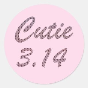 Sticker Rond Cutie 3,14 Pi Jour Rose