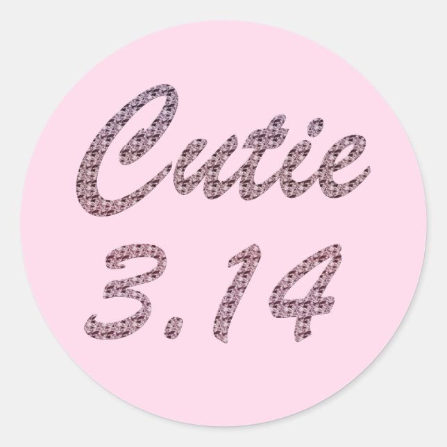 Sticker Rond Cutie 3,14 Pi Jour Rose (Devant)