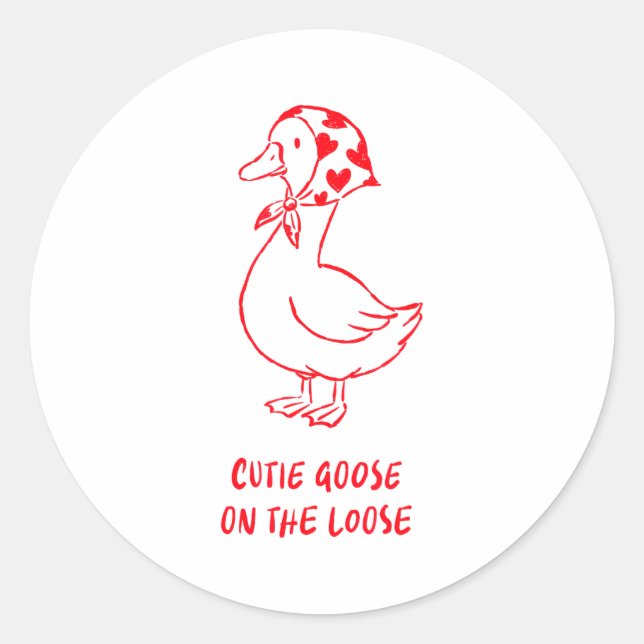 Sticker Rond Cutie Goose Valentine Hearts Bandana Cute Barnyard (Devant)