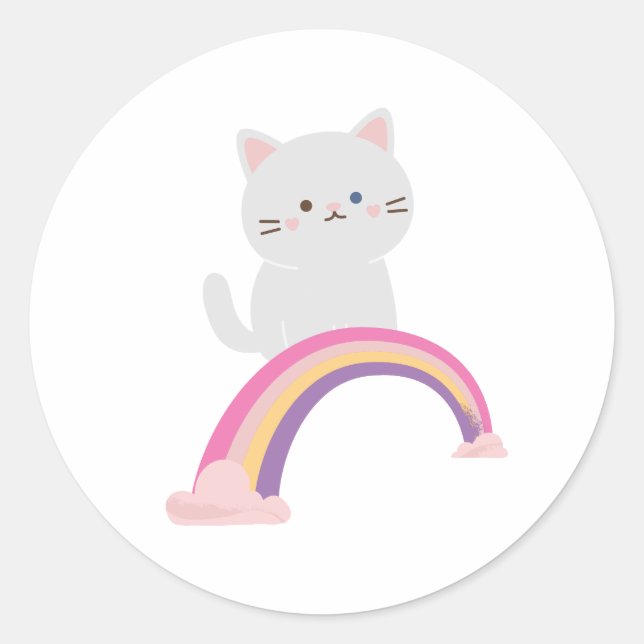 Sticker Rond Cutie Kitten Chat (Devant)