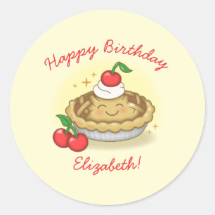 Sticker Rond Cutie Pie Anniversaire Fête Enfants Cherry