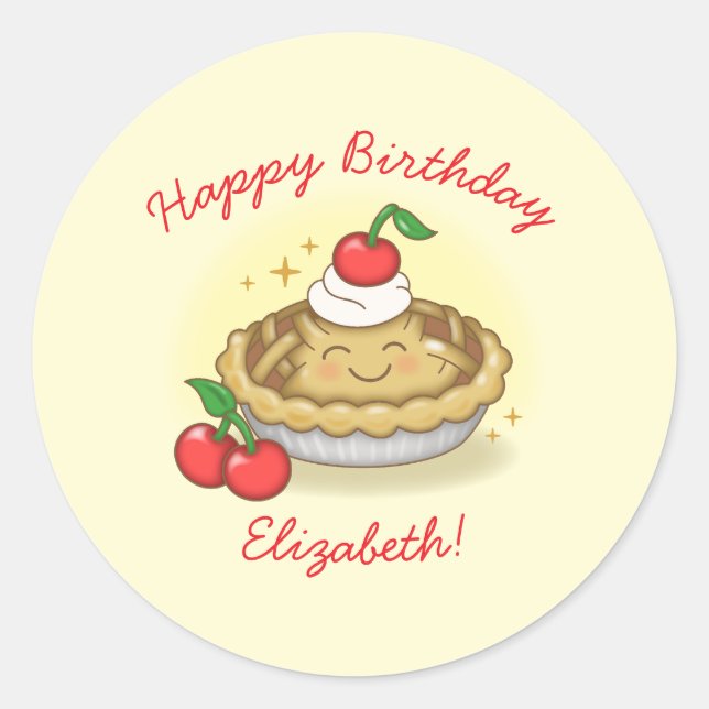Sticker Rond Cutie Pie Anniversaire Fête Enfants Cherry (Devant)