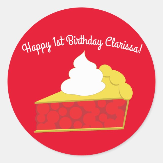Sticker Rond Cutie Pie Cherry Fête d'anniversaire de l'enfant (Devant)