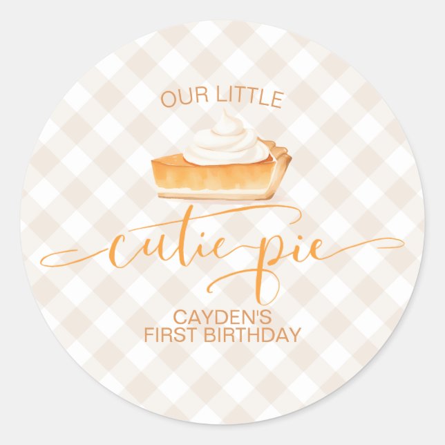 Sticker Rond Cutie Pie citrouille pie Chute plaid Premier anniv (Devant)