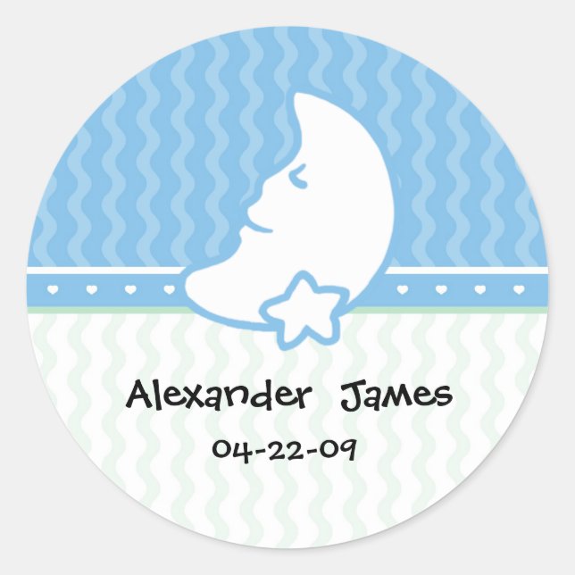 Sticker Rond Cutietoots Nouveau Nom de Bébé, Date de Naissance (Devant)
