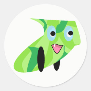 Sticker Rond Cutit Kids Art Design Jote Chien Chiot Vert