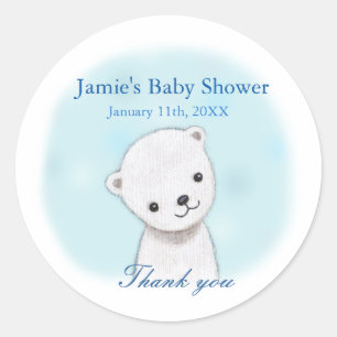 Sticker Rond Cuve d'ours polaire vous Baby shower personnalisé 