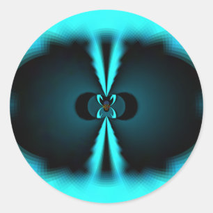 Sticker Rond Cyan et Black Abstrait Art Print
