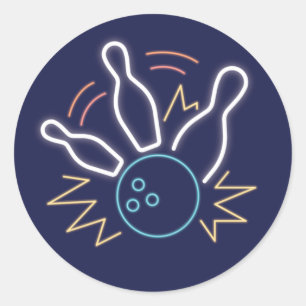 Sticker Rond Cyber Bowling néon