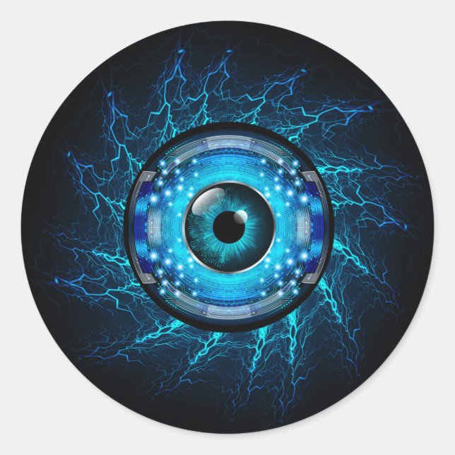 Sticker Rond Cyber-circuit (Devant)
