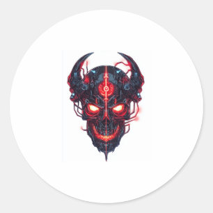 Sticker Rond Cyber-démon Seigneur crâne