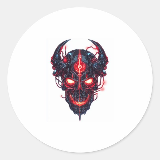 Sticker Rond Cyber-démon Seigneur crâne (Devant)