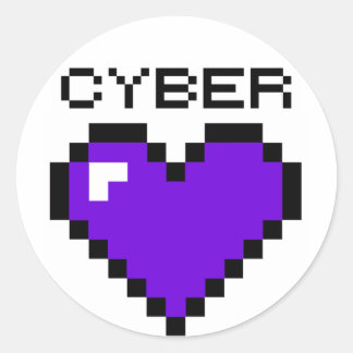 Sticker Rond Cyber-guerre, coeur pourpre