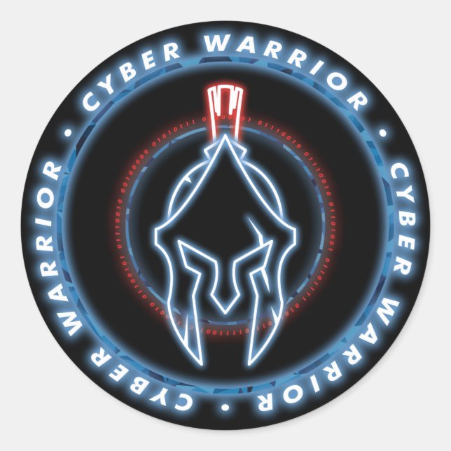 STICKER ROND CYBER WARRIOR BADGE SEAL (Devant)