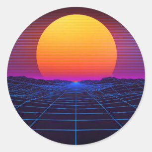 Sticker Rond cyberpunk scifi synthwave Electronic punk