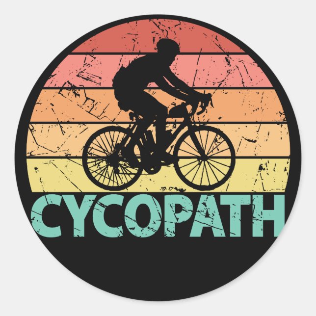 Sticker Rond Cyclisme amusant Cycopath (Devant)