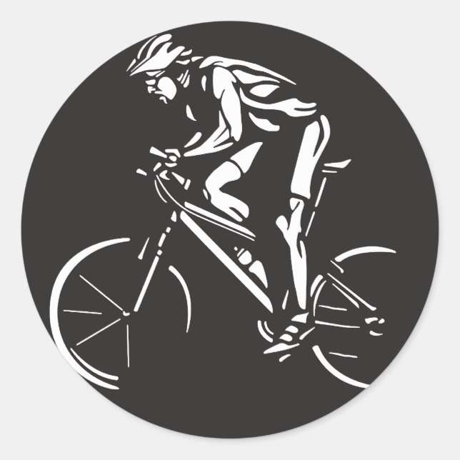 Sticker Rond cyclisme cycliste silhouette inversée (Devant)