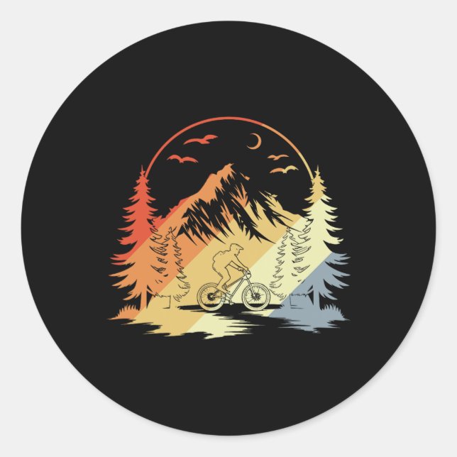 Sticker Rond Cyclisme sur montagne style rétro  (Devant)