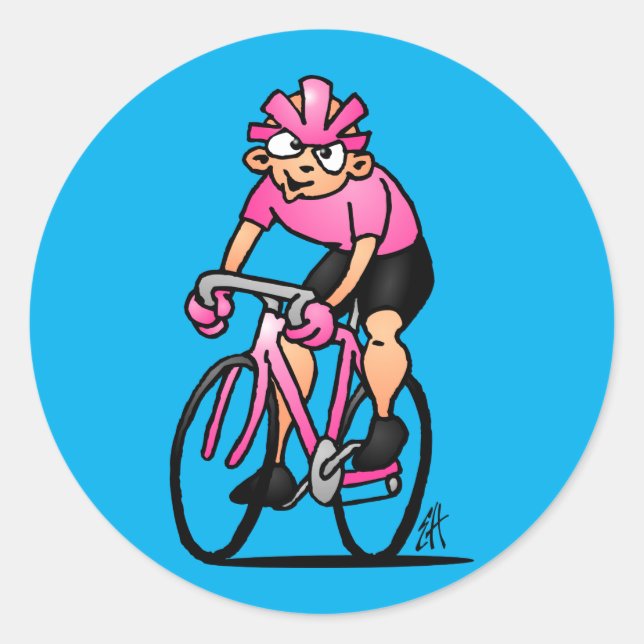 Sticker Rond Cycliste au Maglia Rosa (Devant)