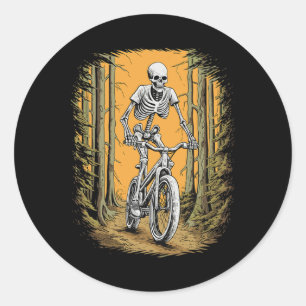 Sticker Rond Cycliste Skeleton Vélo de montagne Skeleton Ha