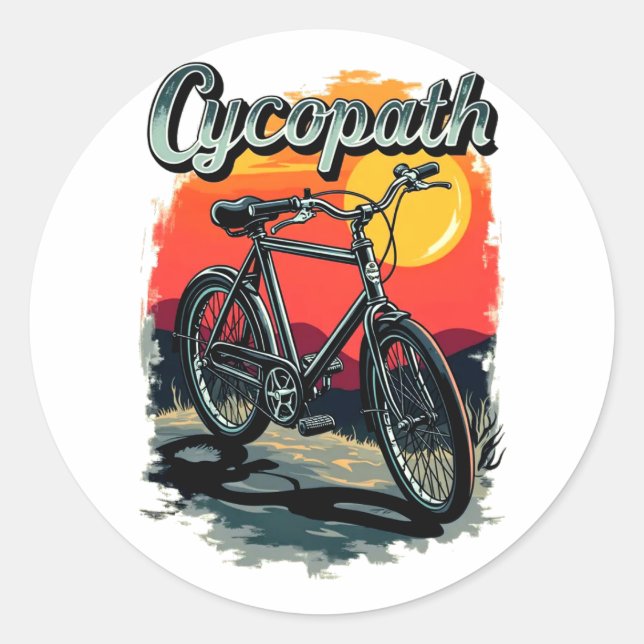 Sticker Rond Cycopath : Conception du vélo couché de soleil (Devant)