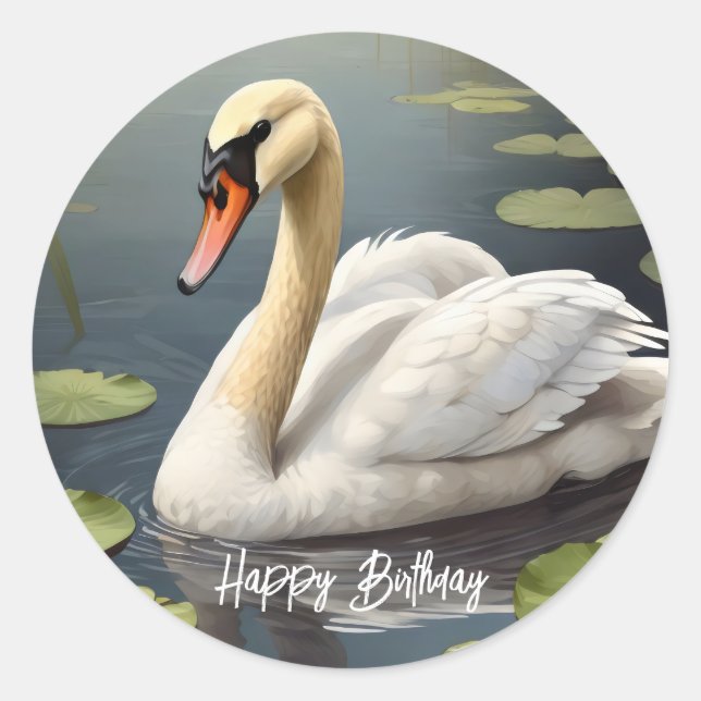 Sticker Rond Cygne muet dans l'eau (Devant)