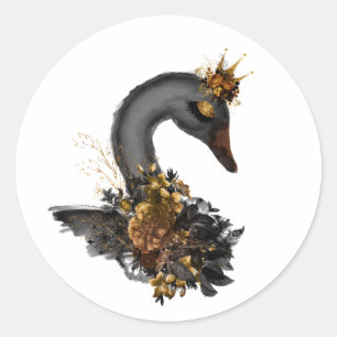 Sticker Rond Cygne noir