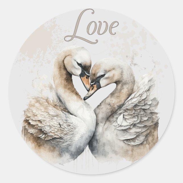 Sticker Rond Cygnes de l'amour  (Devant)