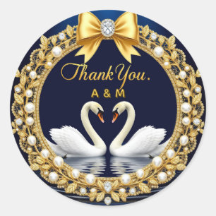 Sticker Rond Cygnes de mariage avec anneaux pour célébration de