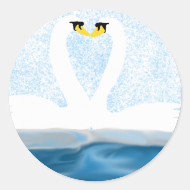 Sticker Rond Cygnes subtils en amour (formes cardiaques) Cadeau (Devant)